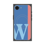 プレミアムスクエアケース with MagSafe［ オリジナル - initial color line - W blue ］