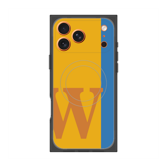 プレミアムスクエアケース with MagSafe［ オリジナル - initial color line - W orange ］