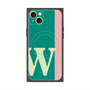プレミアムスクエアケース with MagSafe［ オリジナル - initial color line - W green ］