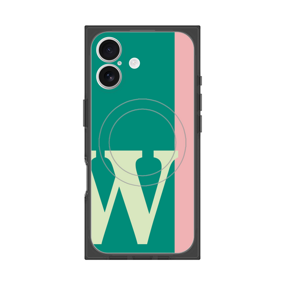 プレミアムスクエアケース with MagSafe［ オリジナル - initial color line - W green ］