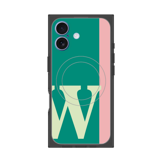 プレミアムスクエアケース with MagSafe［ オリジナル - initial color line - W green ］