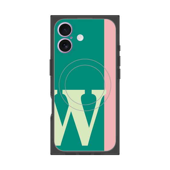 プレミアムスクエアケース with MagSafe［ オリジナル - initial color line - W green ］