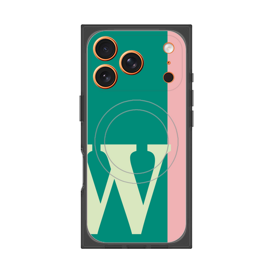 プレミアムスクエアケース with MagSafe［ オリジナル - initial color line - W green ］