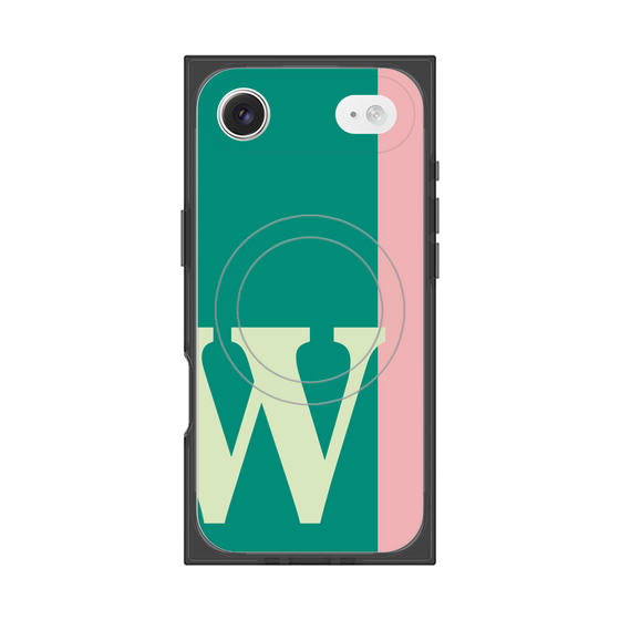 プレミアムスクエアケース with MagSafe［ オリジナル - initial color line - W green ］