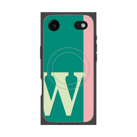 プレミアムスクエアケース with MagSafe［ オリジナル - initial color line - W green ］