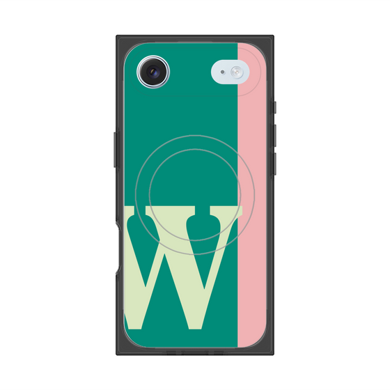 プレミアムスクエアケース with MagSafe［ オリジナル - initial color line - W green ］