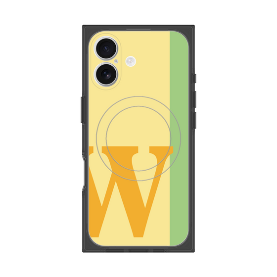 プレミアムスクエアケース with MagSafe［ オリジナル - initial color line - W yellow ］
