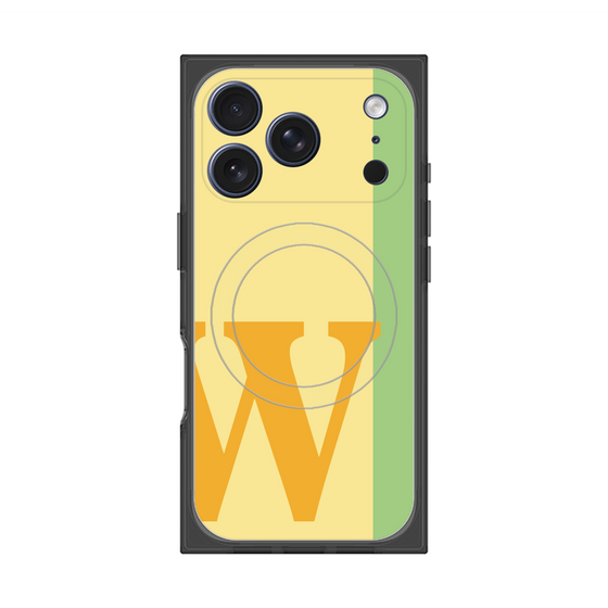 プレミアムスクエアケース with MagSafe［ オリジナル - initial color line - W yellow ］
