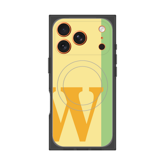 プレミアムスクエアケース with MagSafe［ オリジナル - initial color line - W yellow ］