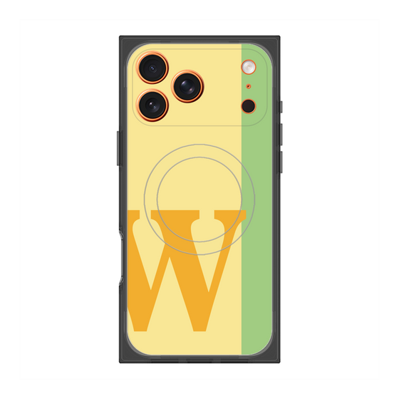 プレミアムスクエアケース with MagSafe［ オリジナル - initial color line - W yellow ］