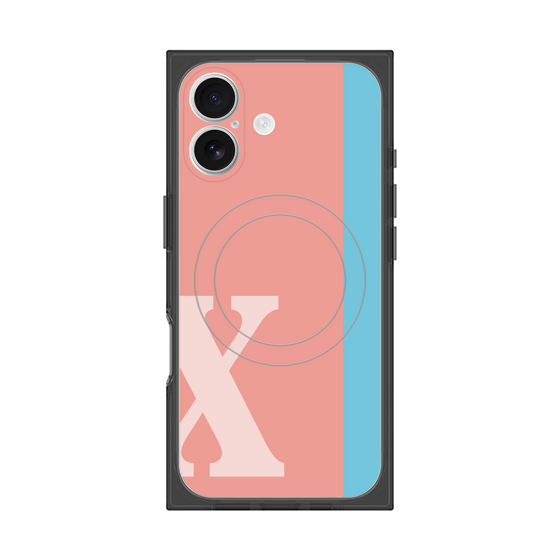 プレミアムスクエアケース with MagSafe［ オリジナル - initial color line - X pink ］