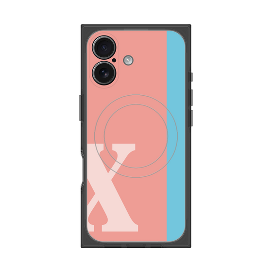 プレミアムスクエアケース with MagSafe［ オリジナル - initial color line - X pink ］