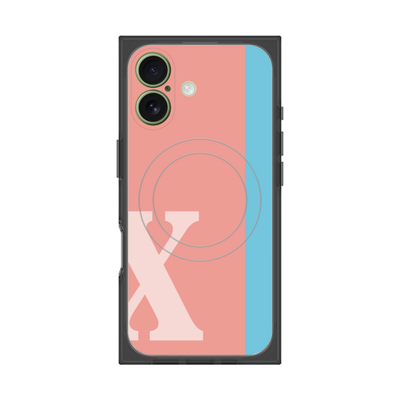 プレミアムスクエアケース with MagSafe［ オリジナル - initial color line - X pink ］