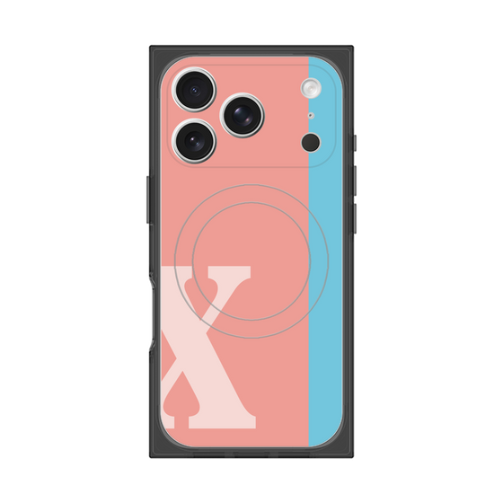 プレミアムスクエアケース with MagSafe［ オリジナル - initial color line - X pink ］