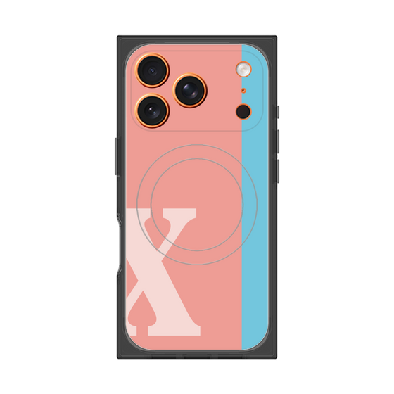 プレミアムスクエアケース with MagSafe［ オリジナル - initial color line - X pink ］