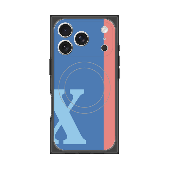 プレミアムスクエアケース with MagSafe［ オリジナル - initial color line - X blue ］
