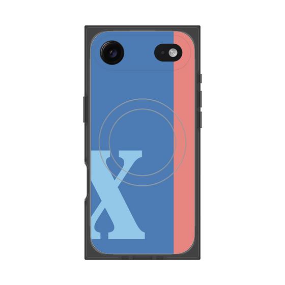 プレミアムスクエアケース with MagSafe［ オリジナル - initial color line - X blue ］