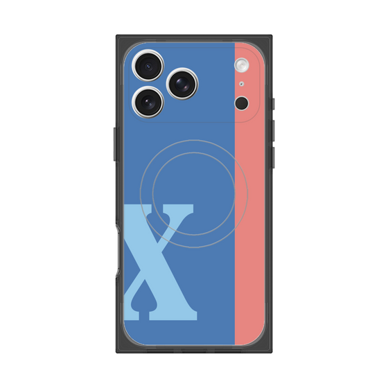 プレミアムスクエアケース with MagSafe［ オリジナル - initial color line - X blue ］