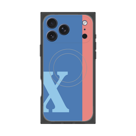 プレミアムスクエアケース with MagSafe［ オリジナル - initial color line - X blue ］