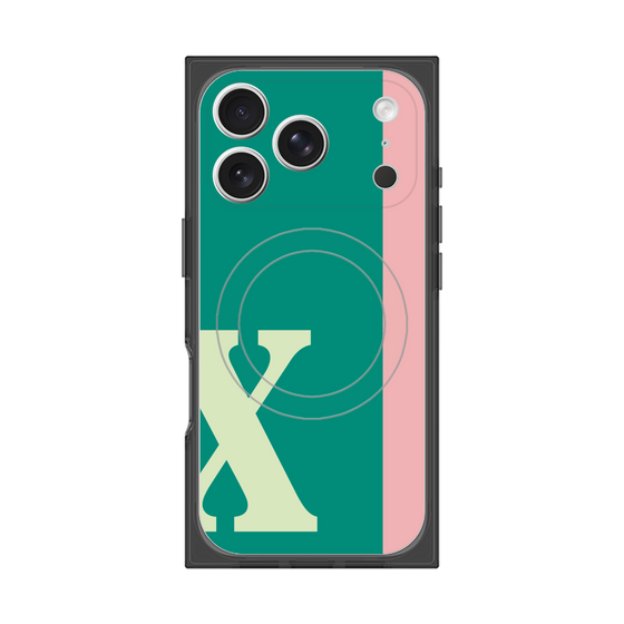 プレミアムスクエアケース with MagSafe［ オリジナル - initial color line - X green ］