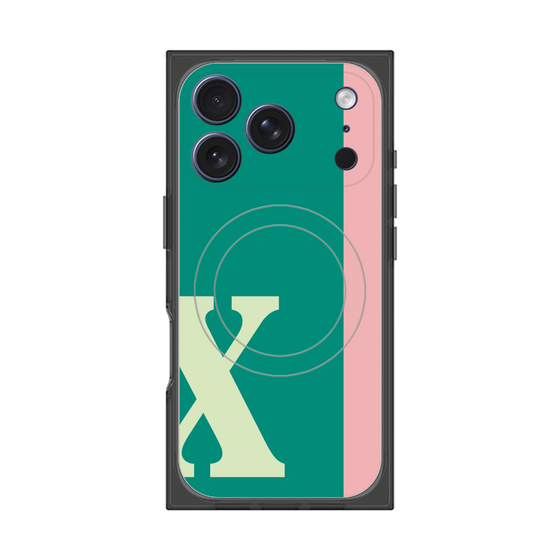 プレミアムスクエアケース with MagSafe［ オリジナル - initial color line - X green ］
