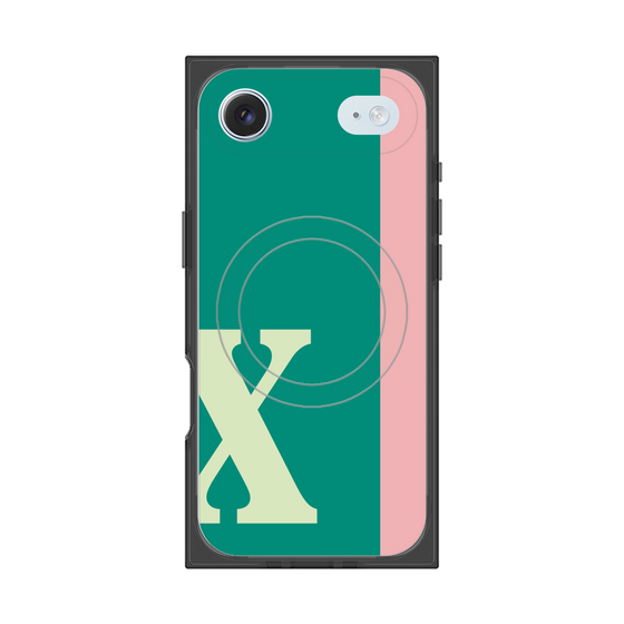 プレミアムスクエアケース with MagSafe［ オリジナル - initial color line - X green ］