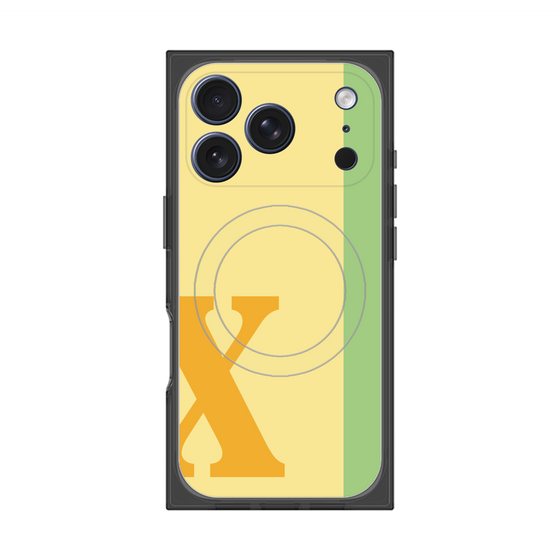 プレミアムスクエアケース with MagSafe［ オリジナル - initial color line - X yellow ］