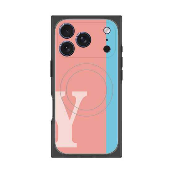 プレミアムスクエアケース with MagSafe［ オリジナル - initial color line - Y pink ］