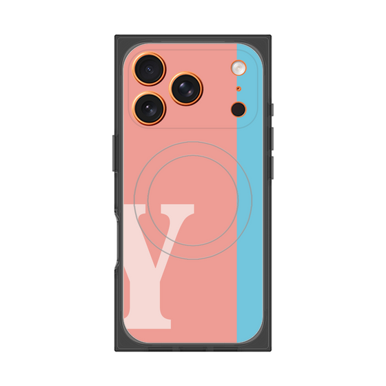 プレミアムスクエアケース with MagSafe［ オリジナル - initial color line - Y pink ］