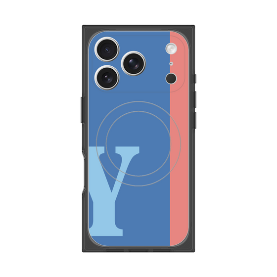 プレミアムスクエアケース with MagSafe［ オリジナル - initial color line - Y blue ］