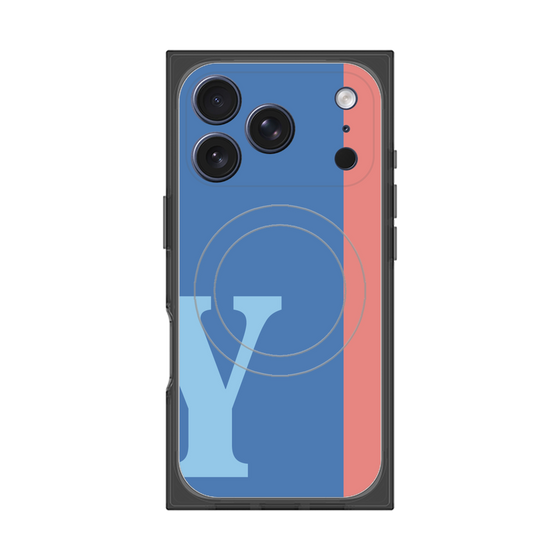 プレミアムスクエアケース with MagSafe［ オリジナル - initial color line - Y blue ］