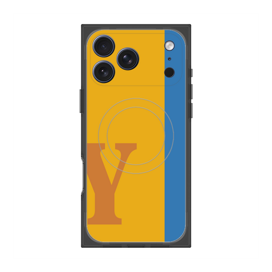プレミアムスクエアケース with MagSafe［ オリジナル - initial color line - Y orange ］