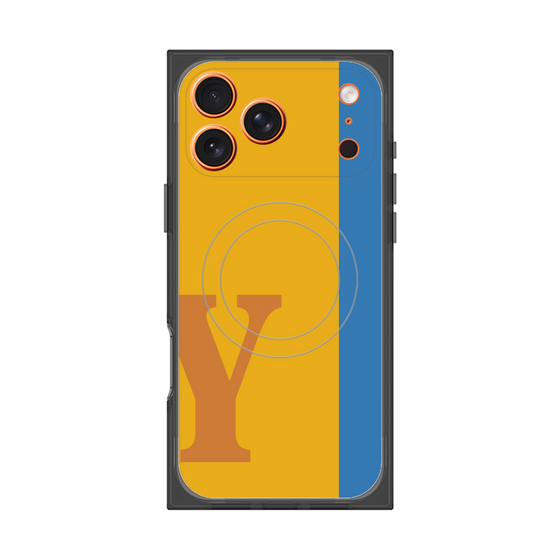 プレミアムスクエアケース with MagSafe［ オリジナル - initial color line - Y orange ］
