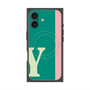 プレミアムスクエアケース with MagSafe［ オリジナル - initial color line - Y green ］