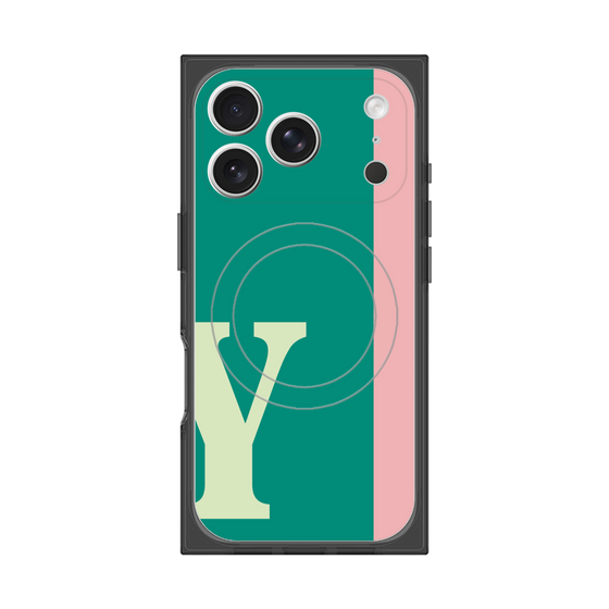 プレミアムスクエアケース with MagSafe［ オリジナル - initial color line - Y green ］