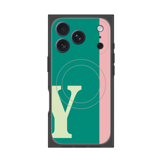 プレミアムスクエアケース with MagSafe［ オリジナル - initial color line - Y green ］