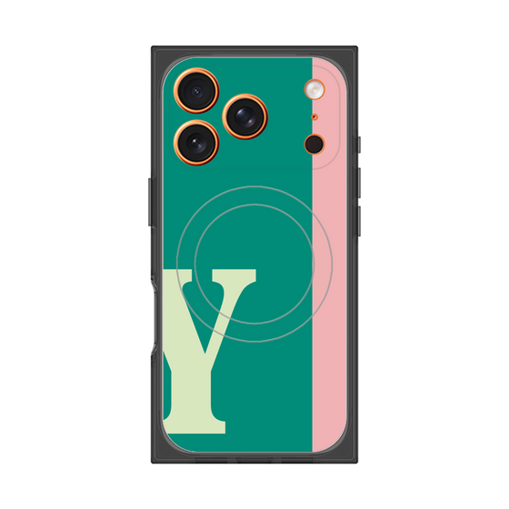 プレミアムスクエアケース with MagSafe［ オリジナル - initial color line - Y green ］