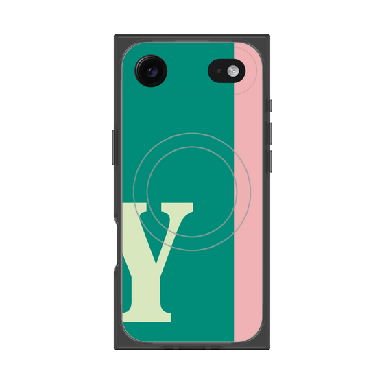 プレミアムスクエアケース with MagSafe［ オリジナル - initial color line - Y green ］