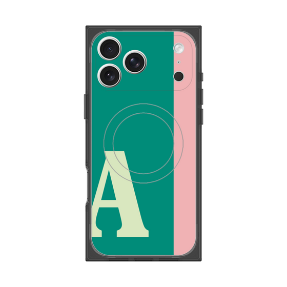 プレミアムスクエアケース with MagSafe［ オリジナル - initial color line - A green ］