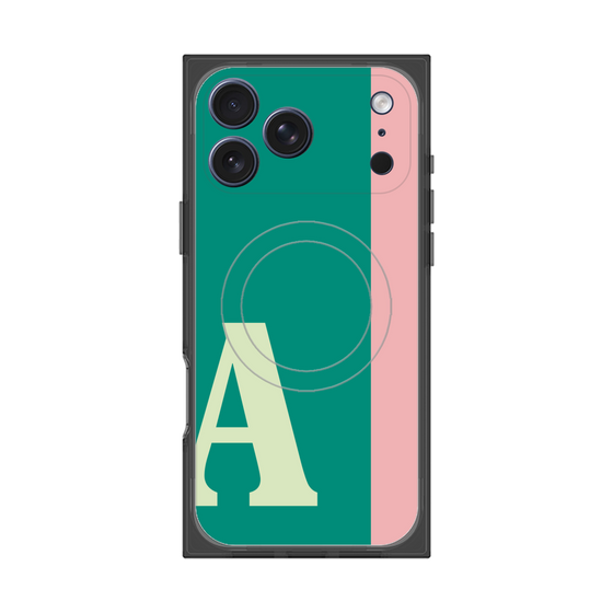 プレミアムスクエアケース with MagSafe［ オリジナル - initial color line - A green ］