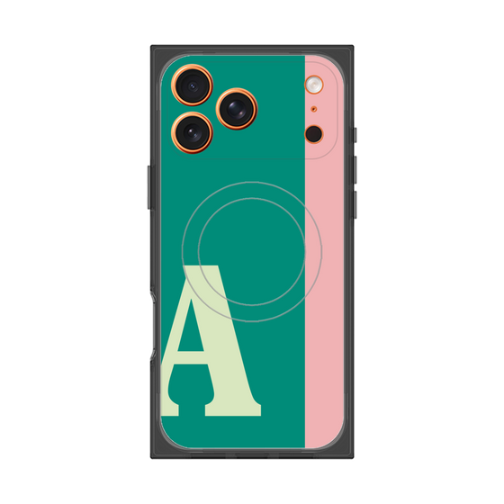 プレミアムスクエアケース with MagSafe［ オリジナル - initial color line - A green ］