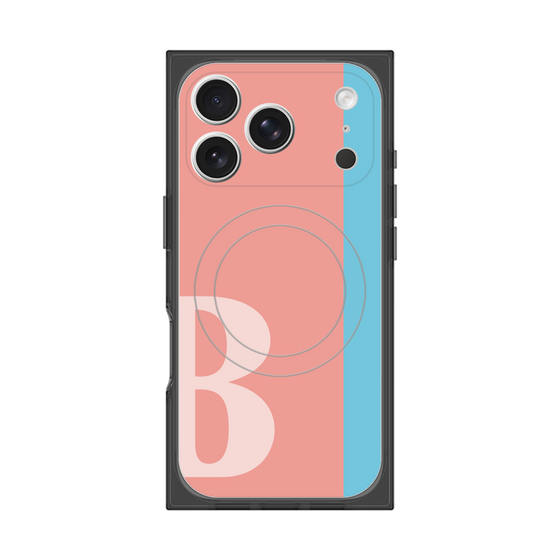 プレミアムスクエアケース with MagSafe［ オリジナル - initial color line - B pink ］