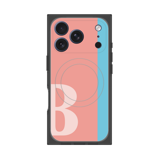 プレミアムスクエアケース with MagSafe［ オリジナル - initial color line - B pink ］