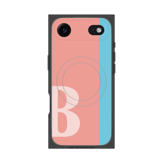 プレミアムスクエアケース with MagSafe［ オリジナル - initial color line - B pink ］