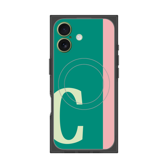 プレミアムスクエアケース with MagSafe［ オリジナル - initial color line - C green ］