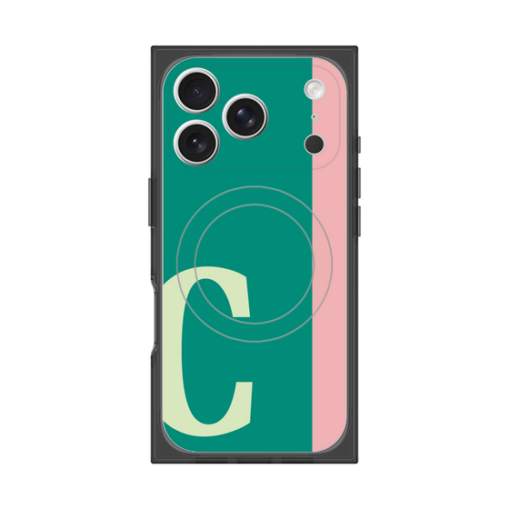 プレミアムスクエアケース with MagSafe［ オリジナル - initial color line - C green ］