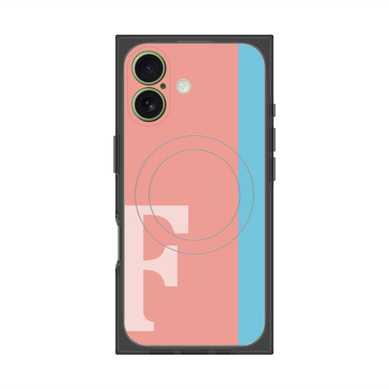 プレミアムスクエアケース with MagSafe［ オリジナル - initial color line - F pink ］