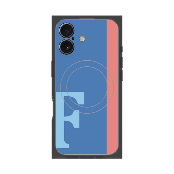 プレミアムスクエアケース with MagSafe［ オリジナル - initial color line - F blue ］