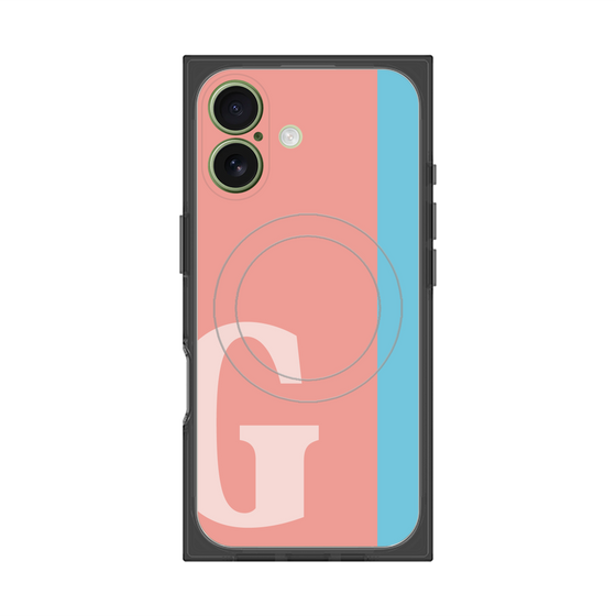 プレミアムスクエアケース with MagSafe［ オリジナル - initial color line - G pink ］