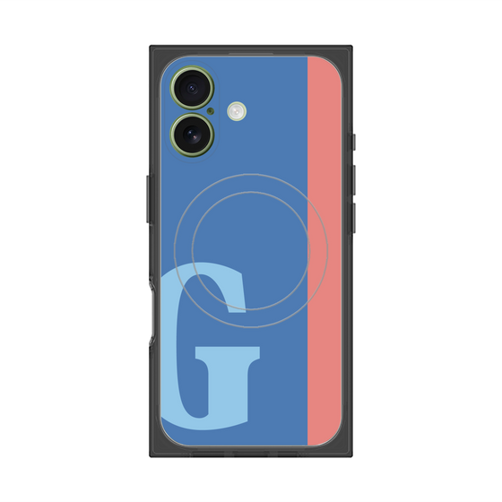 プレミアムスクエアケース with MagSafe［ オリジナル - initial color line - G blue ］